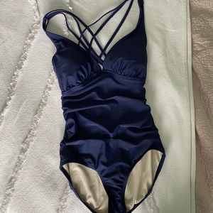 One piece navy blue swimsuit